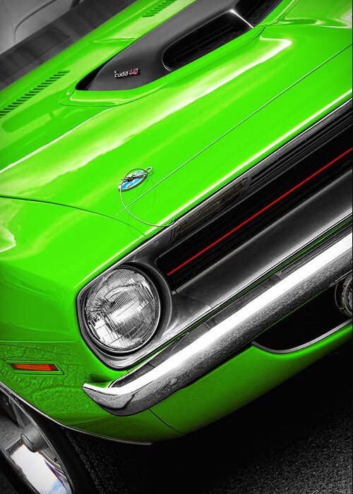 440 Greeting Card featuring the photograph 1970 Plymouth 'Cuda 440 in Sassy Grass Green by Gordon Dean II