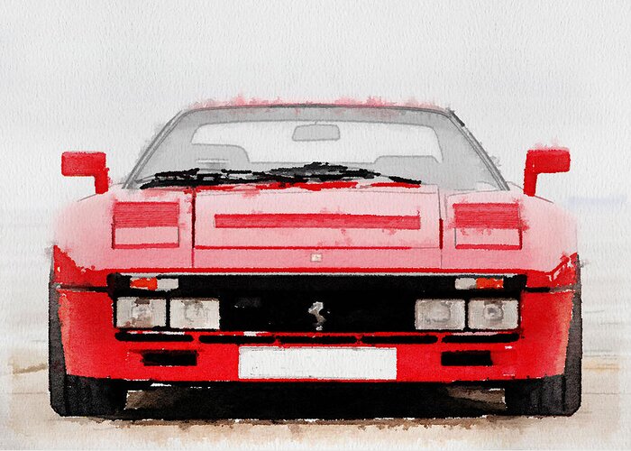 Ferrari 288 Gto Greeting Card featuring the painting 1980 Ferrari 288 GTO Front Watercolor by Naxart Studio