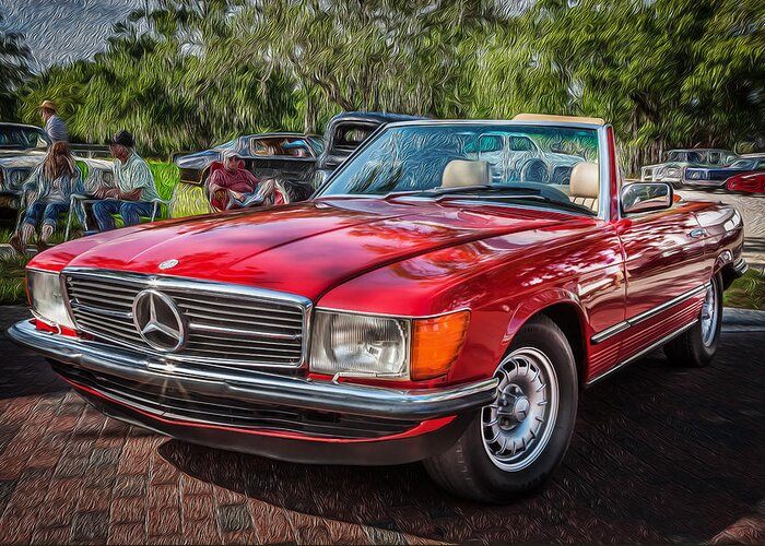 1984 Mercedes Benz Greeting Card featuring the photograph 1984 Mercedes 500 SL Painted by Rich Franco