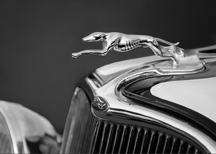 1933 Ford Hood Ornament Greeting Card featuring the photograph 1933 Ford Hood Ornament - Grille Emblem #2 by Jill Reger