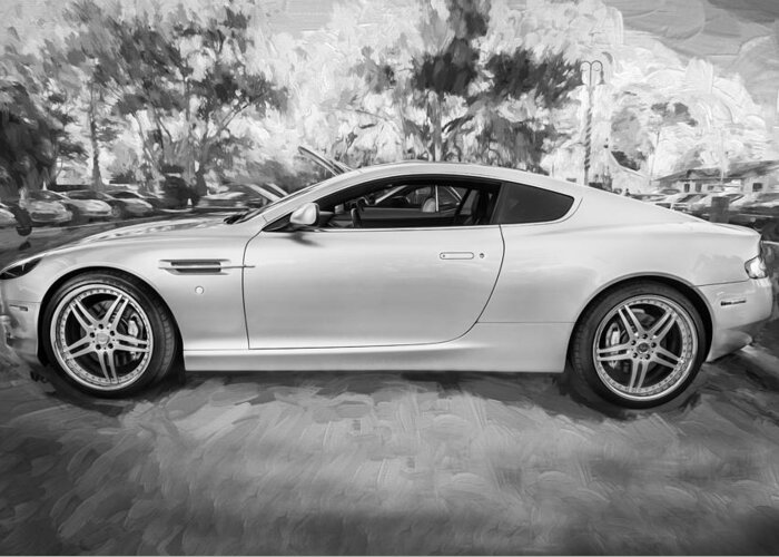 2007 Aston Martin Greeting Card featuring the photograph 2007 Aston Martin DB9 Coupe Painted BW by Rich Franco