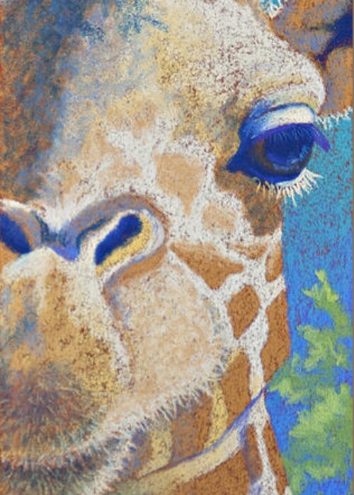 Giraffe Greeting Card featuring the pastel Above the Treetops I by Tracy L Teeter 
