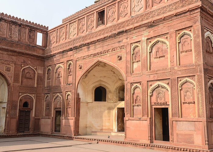Ancient Greeting Card featuring the photograph Agra Fort Tourist Destination in India #2 by Brandon Bourdages