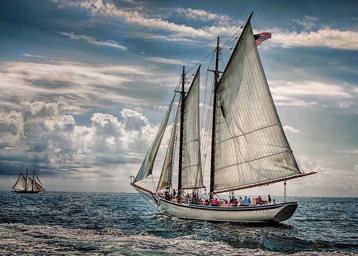 Schooner Greeting Card featuring the photograph American Eagle by Fred LeBlanc
