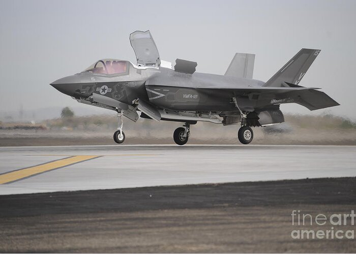 Military Greeting Card featuring the photograph An F-35b Lightning II Joint Strike #2 by Stocktrek Images