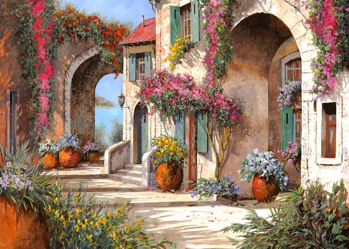 Arches Greeting Card featuring the painting Archi E Fiori by Guido Borelli