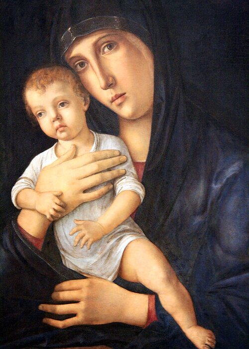Madonna And Child Greeting Card featuring the photograph Bellini's Madonna And Child by Cora Wandel