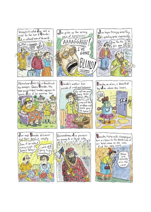 120153 Rch Roz Chast 
(short Story Plot Points.) Greeting Card featuring the drawing Better Than Chekhov #2 by Roz Chast