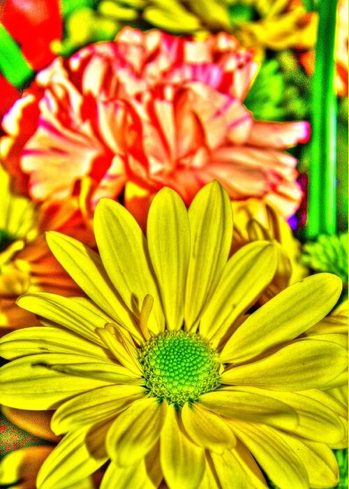 Hdr Greeting Card featuring the photograph Bouquet of Flowers 1 #2 by Richard Zentner
