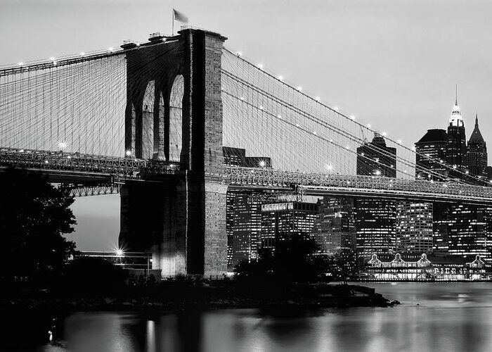 Photography Greeting Card featuring the photograph Brooklyn Bridge Across The East River #2 by Panoramic Images