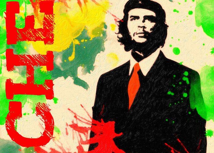 Che Guevara Greeting Card featuring the painting Che Guevara #2 by Celestial Images