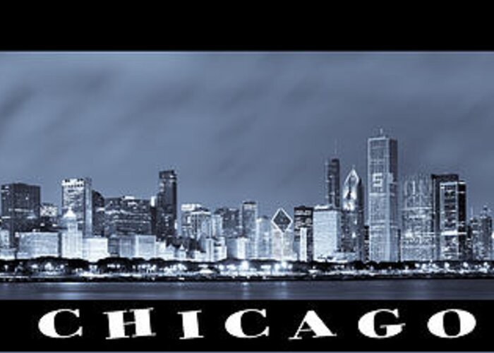 Chicago Skyline Greeting Card featuring the photograph Chicago Skyline at Night by Sebastian Musial