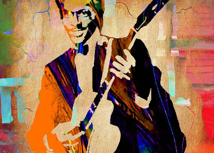 Chuck Berry Greeting Card featuring the mixed media Chuck Berry Collection #2 by Marvin Blaine