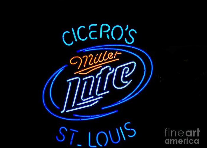  Greeting Card featuring the photograph Cicero's and Miller Lite by Kelly Awad