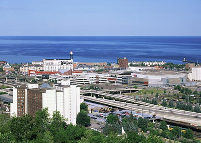 Photography Greeting Card featuring the photograph City At The Waterfront, Lake Superior #2 by Panoramic Images