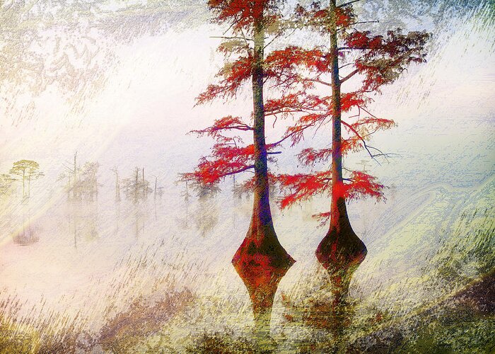 Photo Art Greeting Card featuring the digital art Cypress Abstract #2 by J Larry Walker