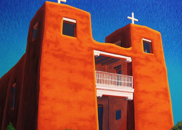 Church Greeting Card featuring the painting El Corazon Sagrado by Cheryl Fecht