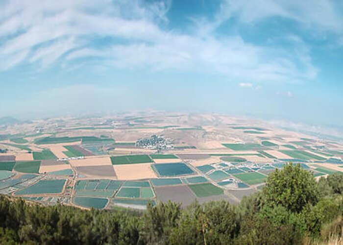 Panorama Greeting Card featuring the photograph Emek Yizrael Panorama #2 by Meir Ezrachi