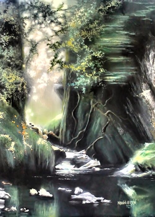 Ablaze Greeting Card featuring the painting Fairy Glen by Melissa Herrin