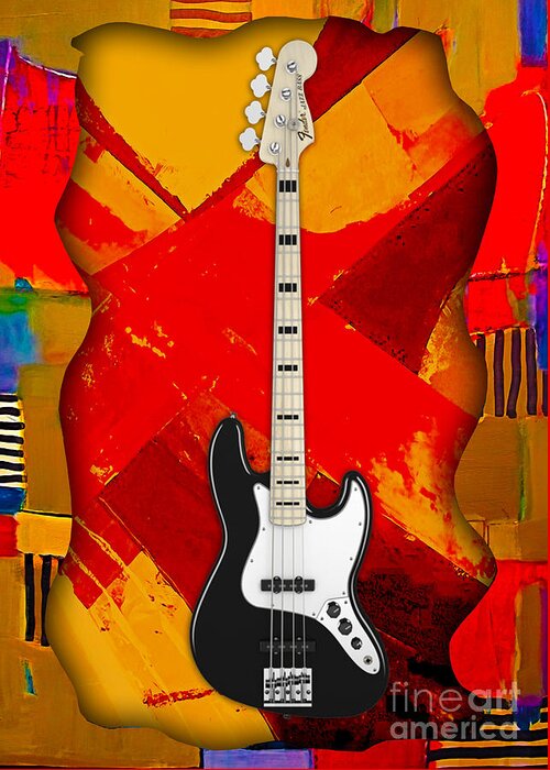 Fender Bass Greeting Card featuring the mixed media Fender Bass Guitar Collection #2 by Marvin Blaine