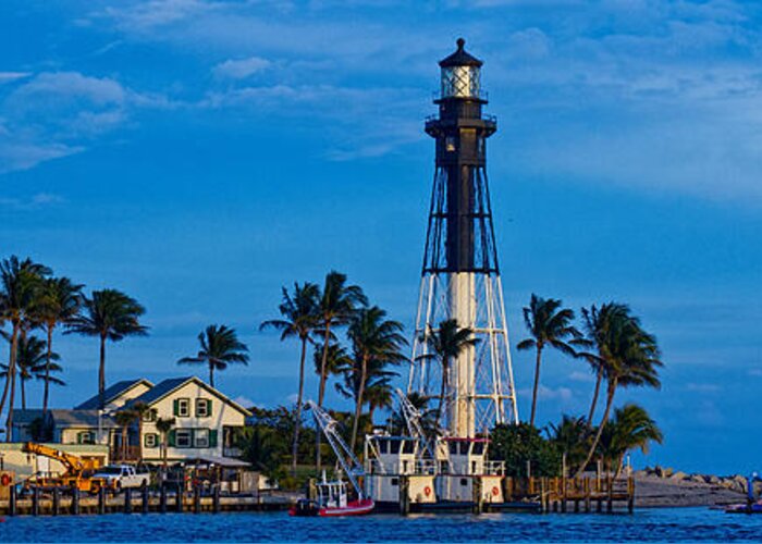 Lighthouse Greeting Card featuring the photograph Hillsboro Inlet lighthouse #3 by Les Palenik