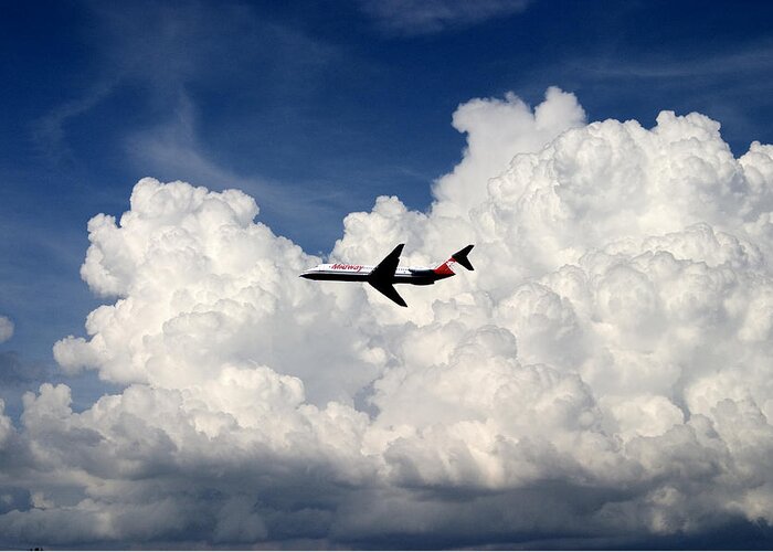 Transportation Greeting Card featuring the photograph Jetliner and Clouds #2 by Carl Purcell
