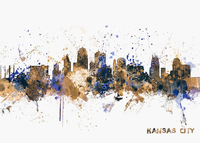 United States Greeting Card featuring the digital art Kansas City Skyline #2 by Michael Tompsett