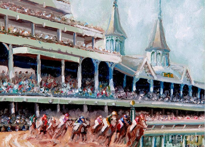 Kentucky Derby Greeting Card featuring the painting Kentucky Derby by Todd Bandy