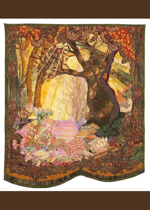 Landscape Greeting Card featuring the tapestry - textile Kiss of the Spirit by Carol Bridges
