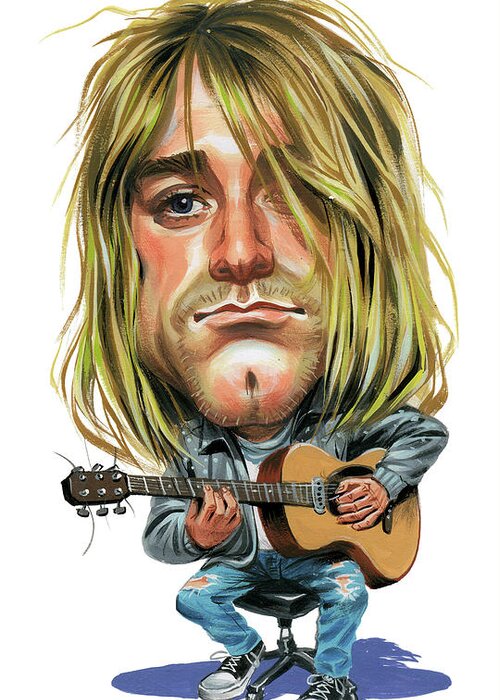 Kurt Cobain Greeting Card featuring the painting Kurt Cobain #2 by Art 