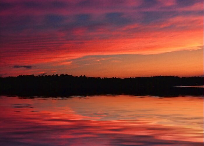 Sunset Greeting Card featuring the photograph Lake Sunset #2 by Rick Friedle