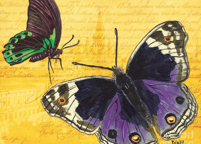 Butterfly Greeting Card featuring the painting Le Papillon 4 #2 by Debbie DeWitt