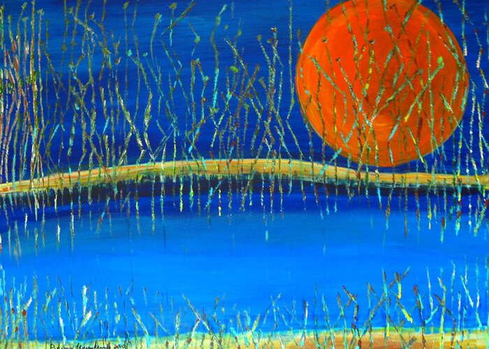Moon Greeting Card featuring the painting Moon Shadow #2 by Patricia Januszkiewicz