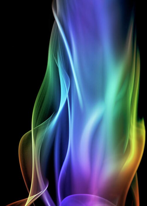 Black Background Greeting Card featuring the photograph Multicolored Smoke On A Black Background #2 by Gm Stock Films