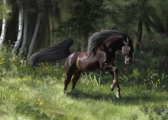 Horse Greeting Card featuring the digital art New Beginning by Kate Black