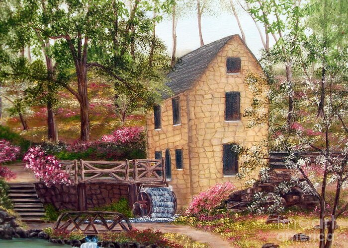 National Register Of Historic Places Greeting Card featuring the painting Old Mill North Little Rock Arkansas #2 by Vivian Cook