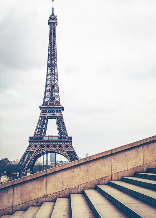 Arch Greeting Card featuring the photograph Paris Eiffel Tower #2 by Deimagine