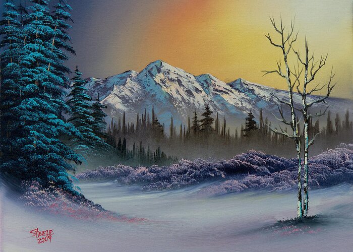 Landscape Greeting Card featuring the painting Frosty Enchantment by Chris Steele