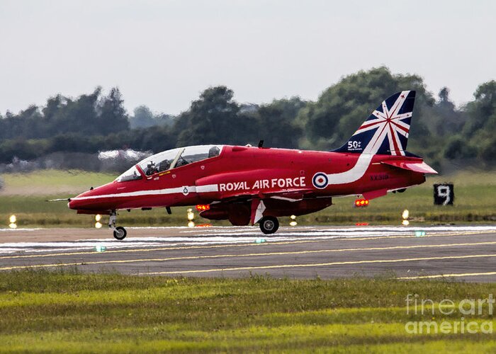 Red Arrows Greeting Card featuring the photograph Red Arrow by Airpower Art