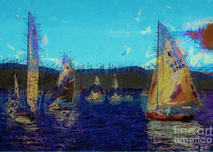 Sailing Day Regatta Greeting Card featuring the photograph Sailing Day by Julie Lueders 