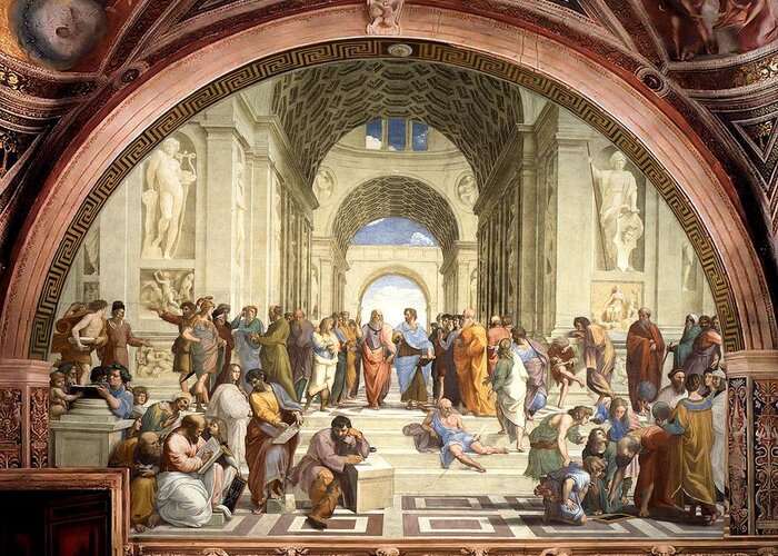 Raphael Greeting Card featuring the painting School of Athens by Raphael