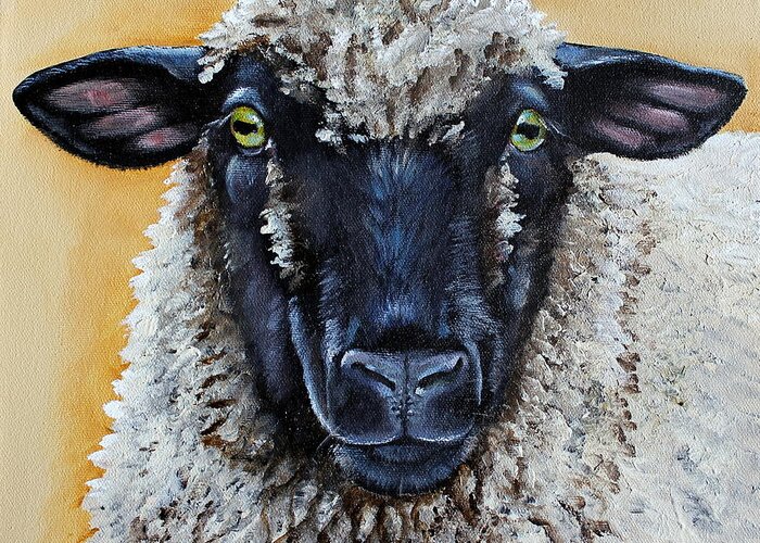 Sheep Greeting Card featuring the painting Shirley #2 by Laura Carey