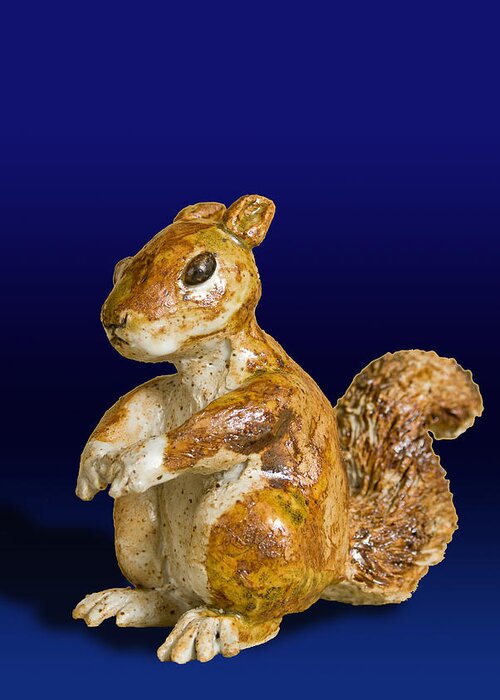 Squirrel Greeting Card featuring the sculpture Squirrel #2 by Jeanette K