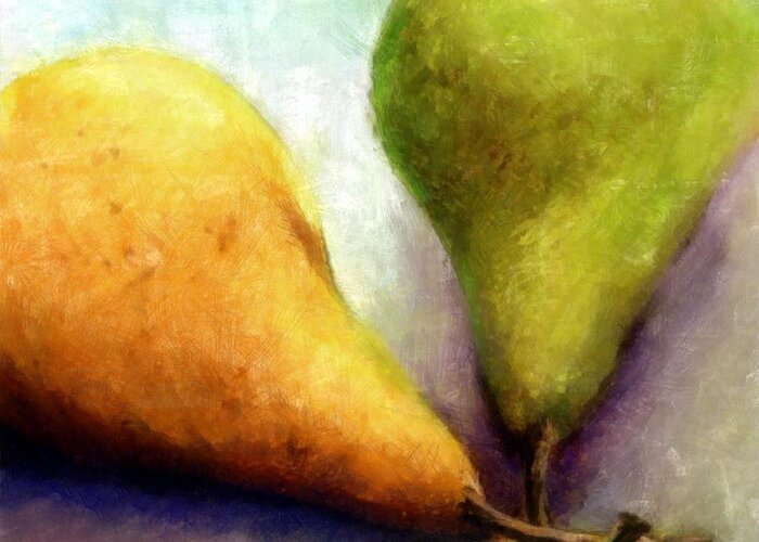 Pear Greeting Card featuring the digital art Stems #2 by Michelle Calkins