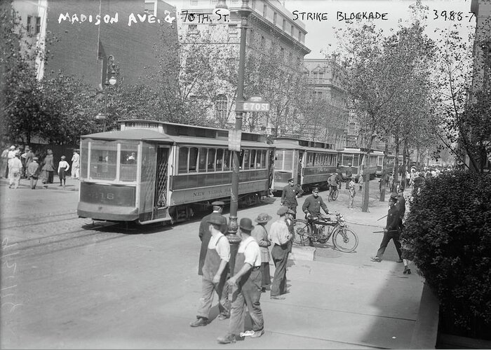 1916 Greeting Card featuring the photograph Streetcar Strike, 1916 #2 by Granger