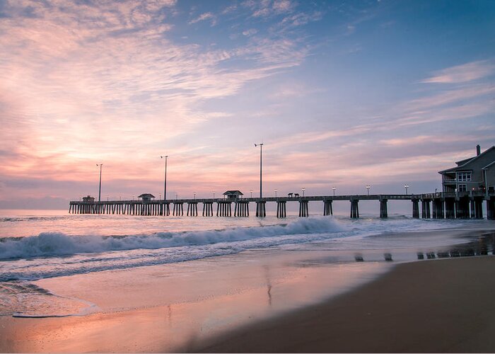 Sky Greeting Card featuring the photograph Sunrise at the pier by Stacy Abbott
