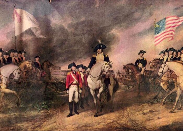 John Trumbull Greeting Card featuring the digital art Surrender of Lord Cornwallis #6 by MotionAge Designs