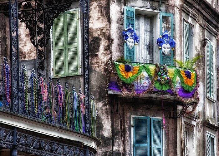 Mardi Gras Greeting Card featuring the photograph The French Quarter during Mardi Gras by Mountain Dreams