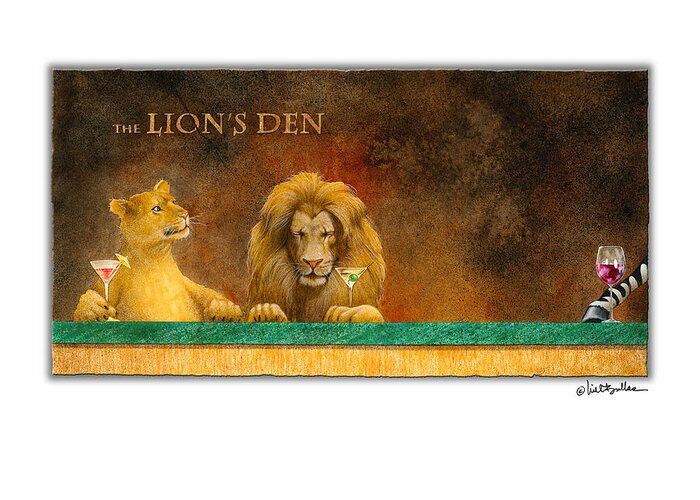 Will Bullas Greeting Card featuring the painting the Lion's Den... #2 by Will Bullas