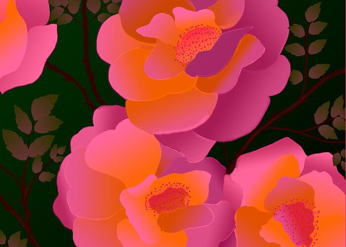 The Scent Of Roses Digital Painting Greeting Card featuring the digital art The Scent Of Roses #2 by Latha Gokuldas Panicker
